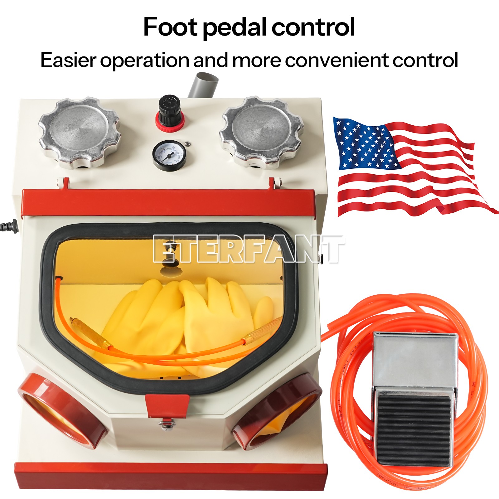 ETERFANT Dental Lab Twin Pen Sandblaster with LED Strip Light 2 Aluminum Tanks