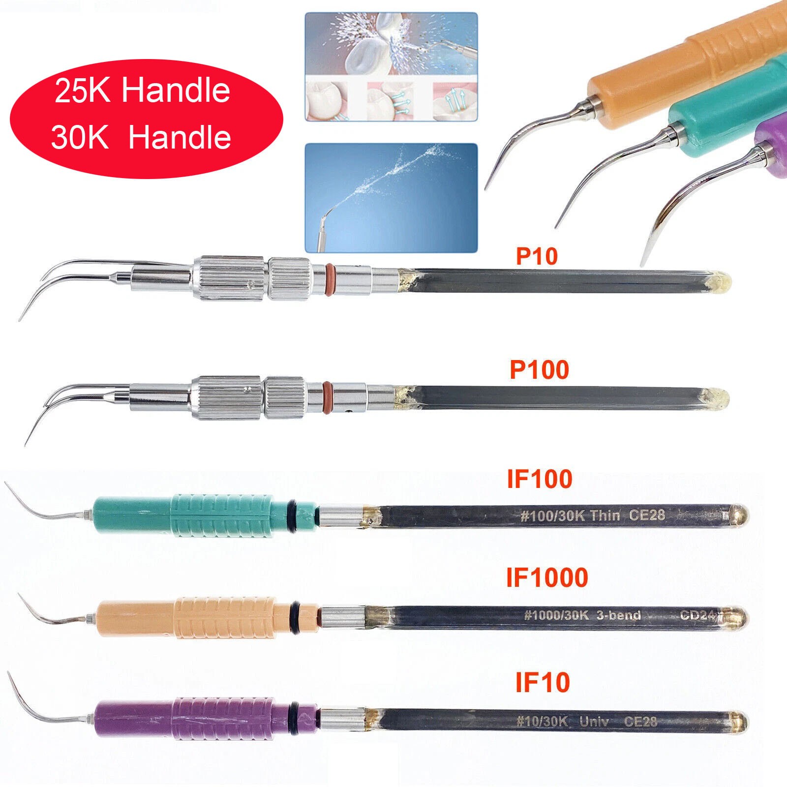 P-10 P-100 Dental Ultrasonic Scaler Tip 30K/25K Inserts IF10 IF100 IF1000