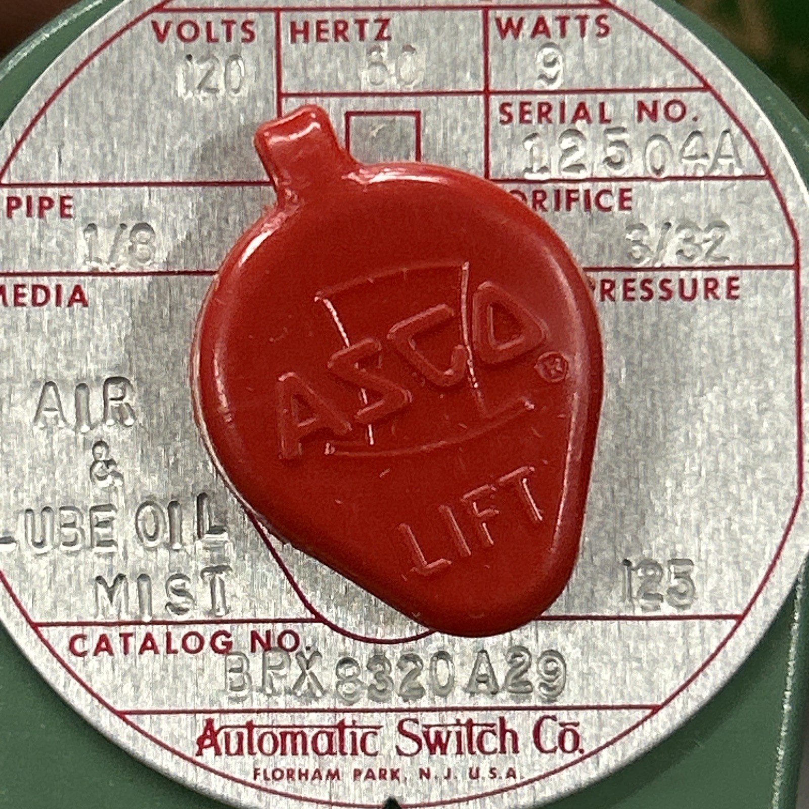 ASCO BPX 8320A29 120/60-110/50 SOLENOID VALVE NEW USA