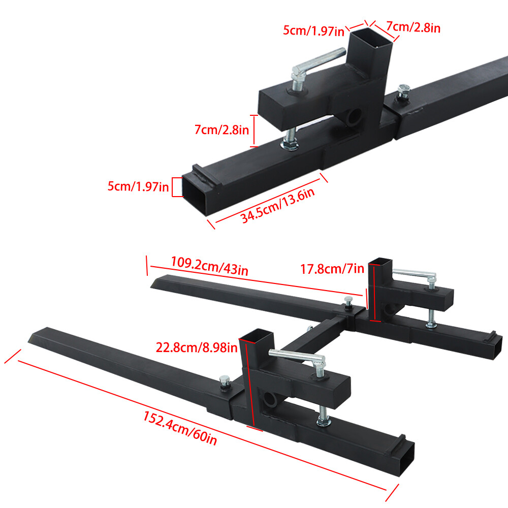 60″ 2000lbs Clamp on Pallet Forks Loader Bucket Skidsteer Tractor