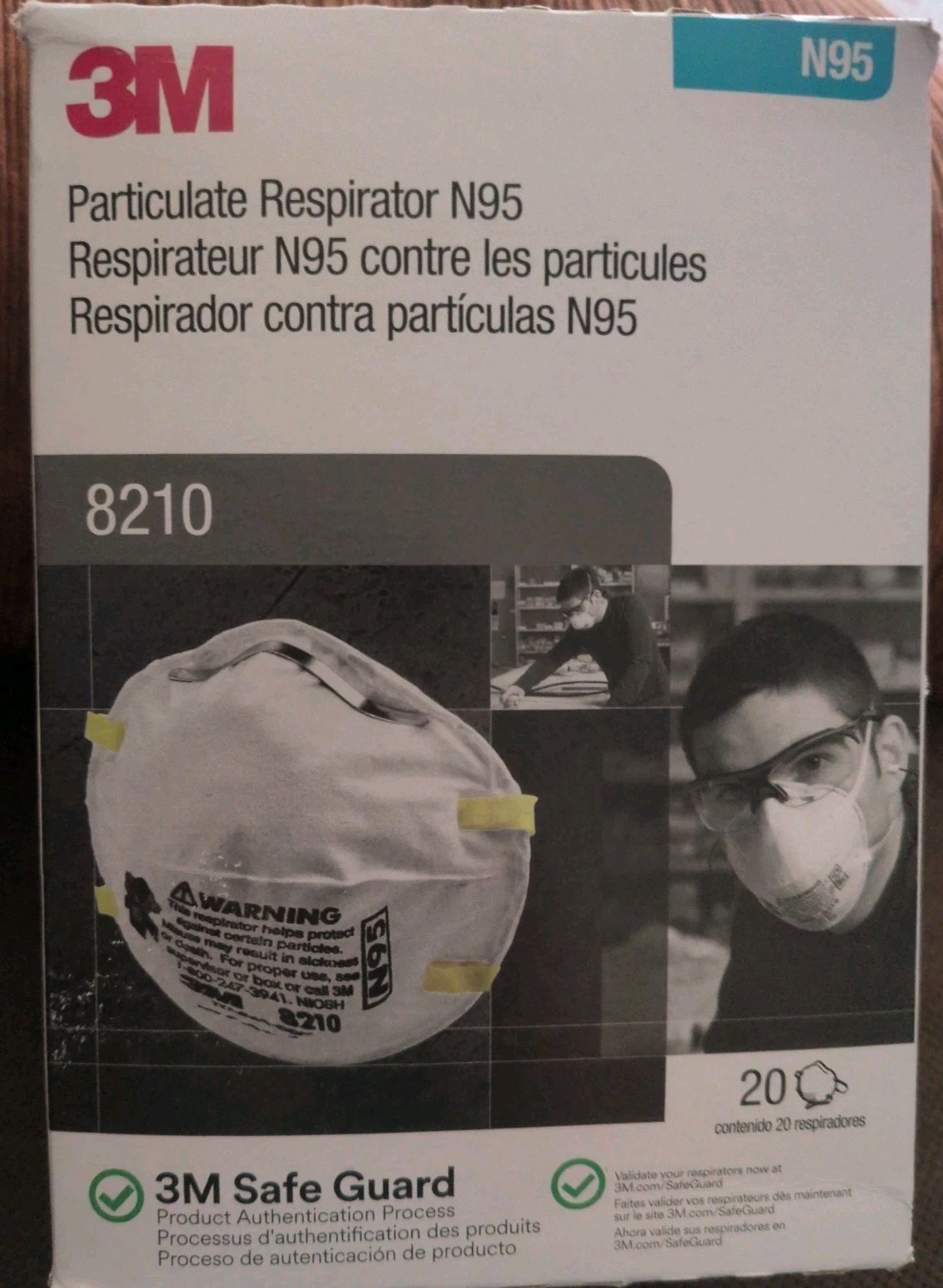 3M 8210 N95 Particulate Respirator, 20 Per Box