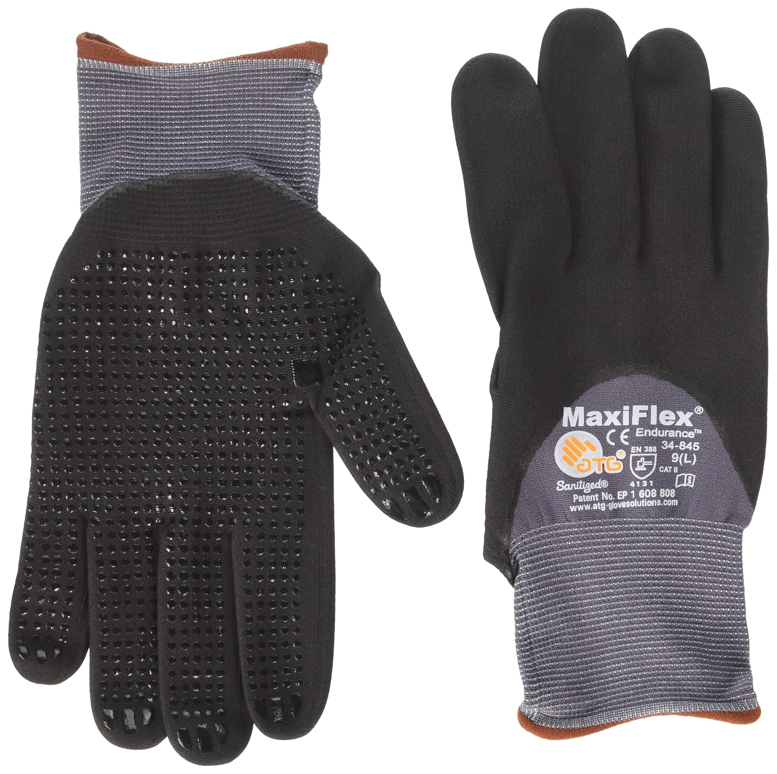 34845/l Maxiflex Endurance Nylon Microfoam Nitrile 3/4 Grip Gloves Large Black/g