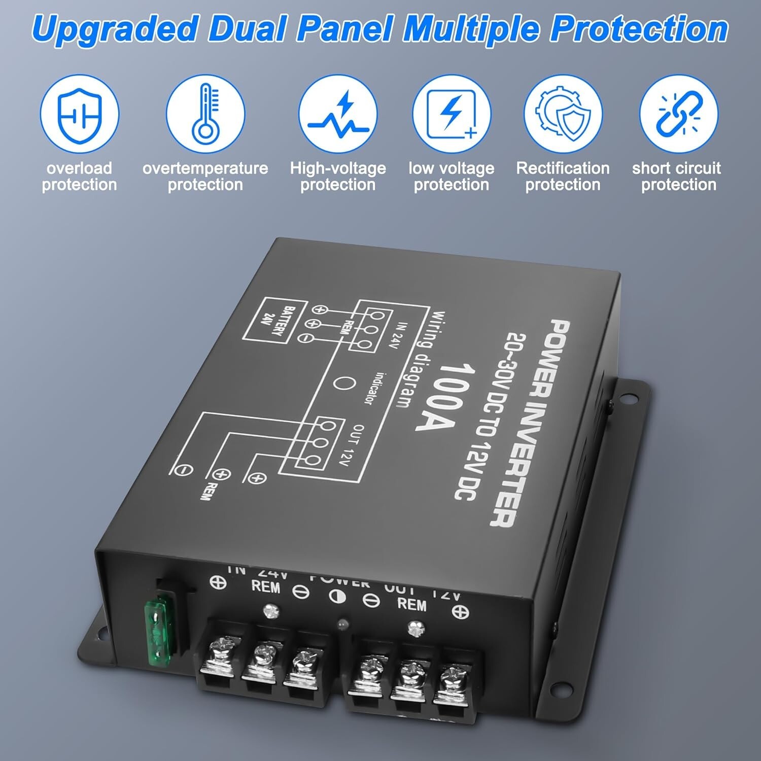 24V to 12V DC Step-Down Converter 100A 1200W for Car Truck Vehicle