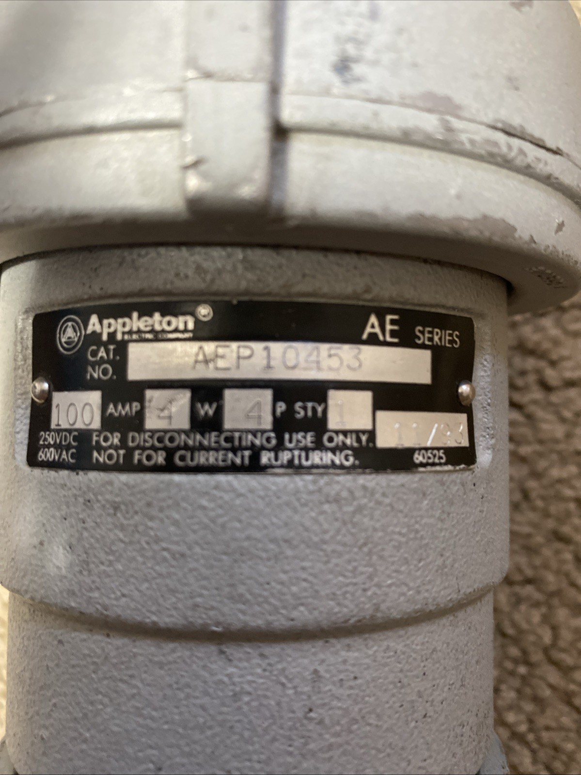 Appleton AEP10453 Clamping Ring Plug Weatherproof 100A 4W 4P PIN / SLEEVE