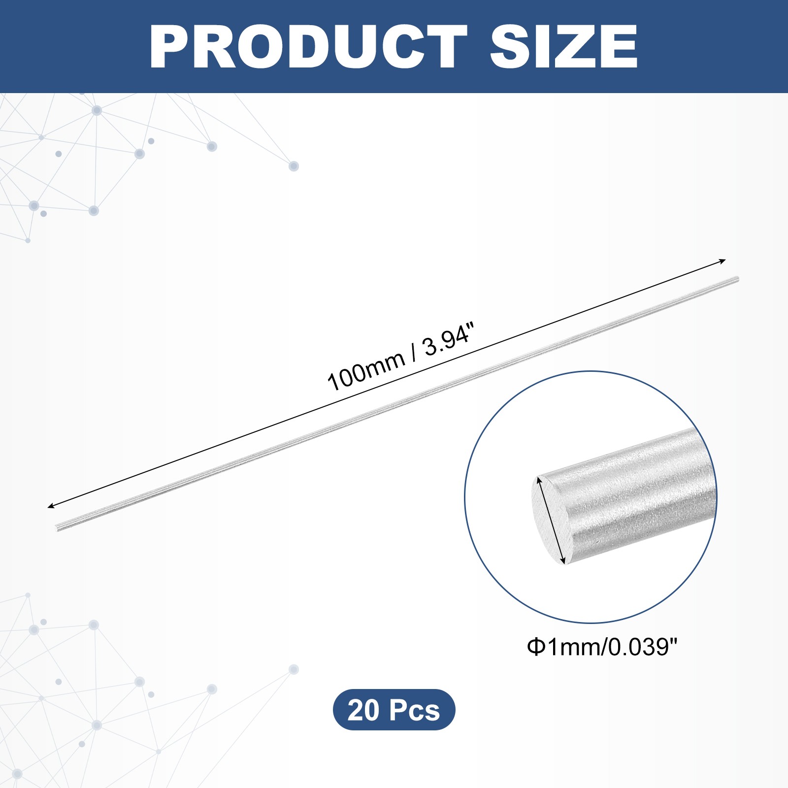 20Pcs Round Steel Rods 1mm x 100mm SKD11 Steel Solid Lathe Bar Stock Tool
