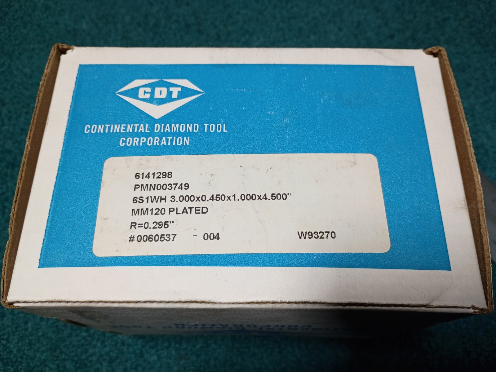 CDT MM120 Diamond Corner Radius 3″ .295R Grinding Wheel 1″ Arbor PMN003749