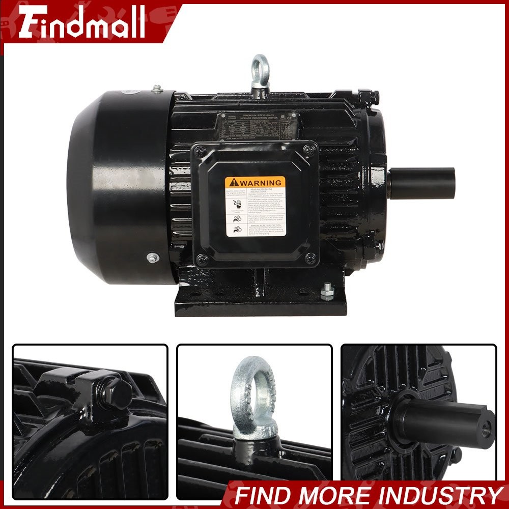 5 HP 3 Phase Electric Motor 1800 RPM 184T Frame TEFC 230/460 Volt Severe Duty
