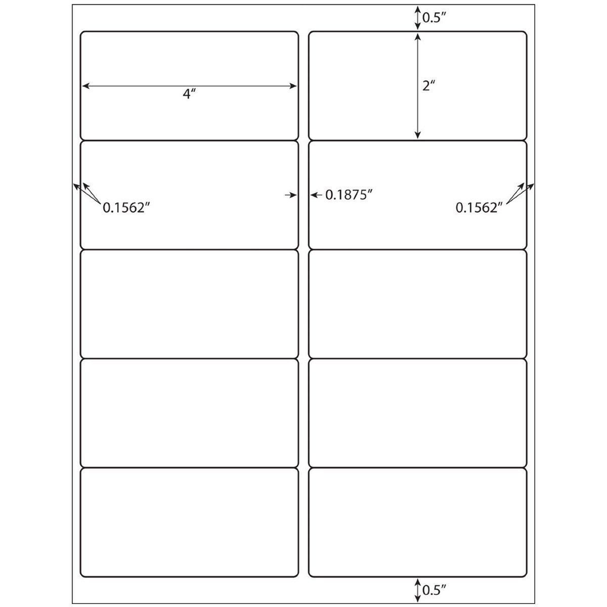2000 Labels 2″ x 4″ Blank Postage Self Adhesive Mailing Labels 10 Up 200 Sheets