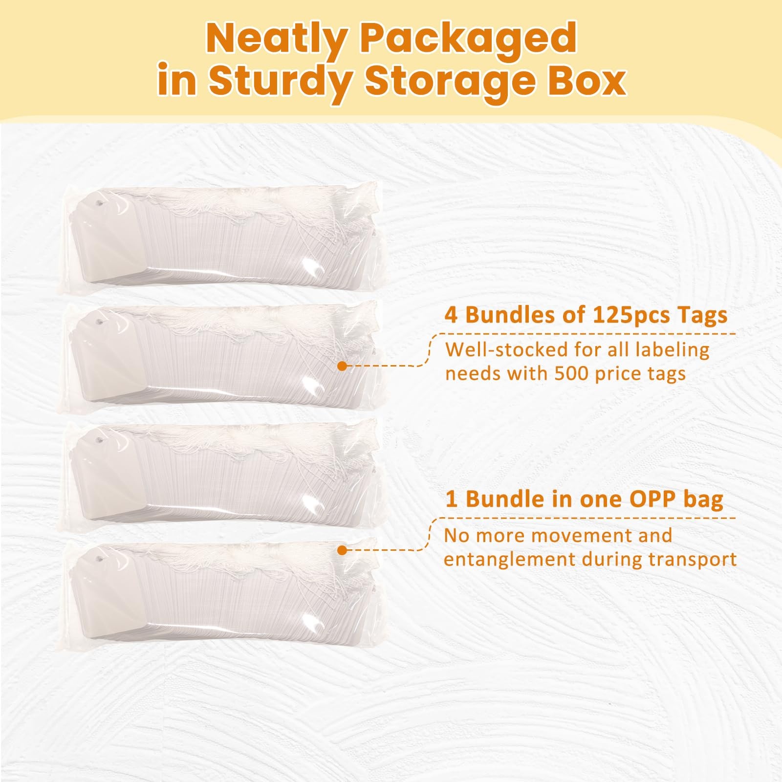 500 Pcs 1.8×1.4-inch White Price Tags with String Attached, 250 GSM String Ta…