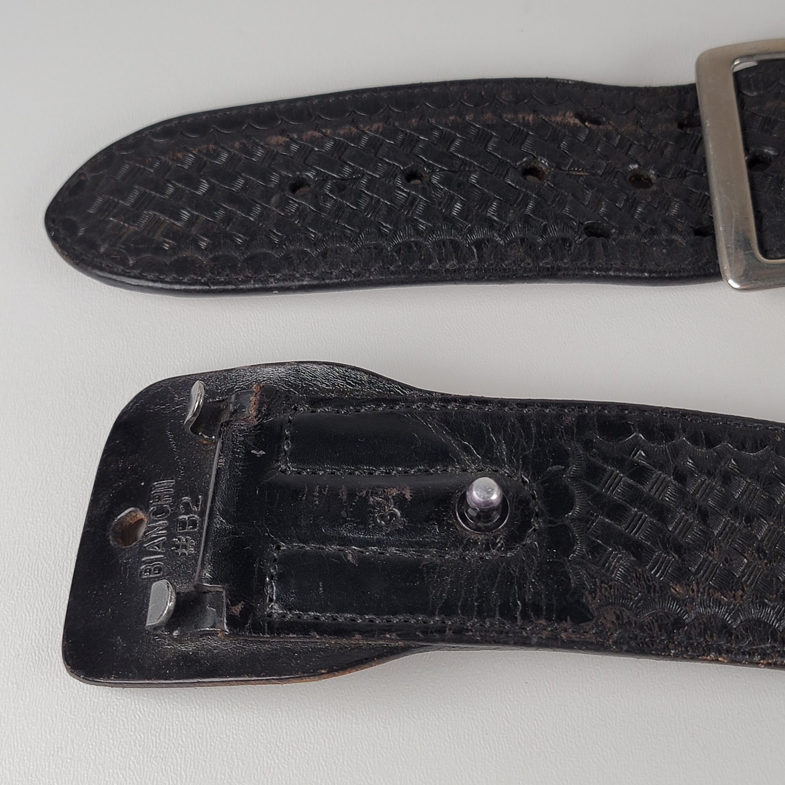 ​Bianchi #B2 Duty Belt Basketweave Black Leather Size 34 Law Enforcement Gear