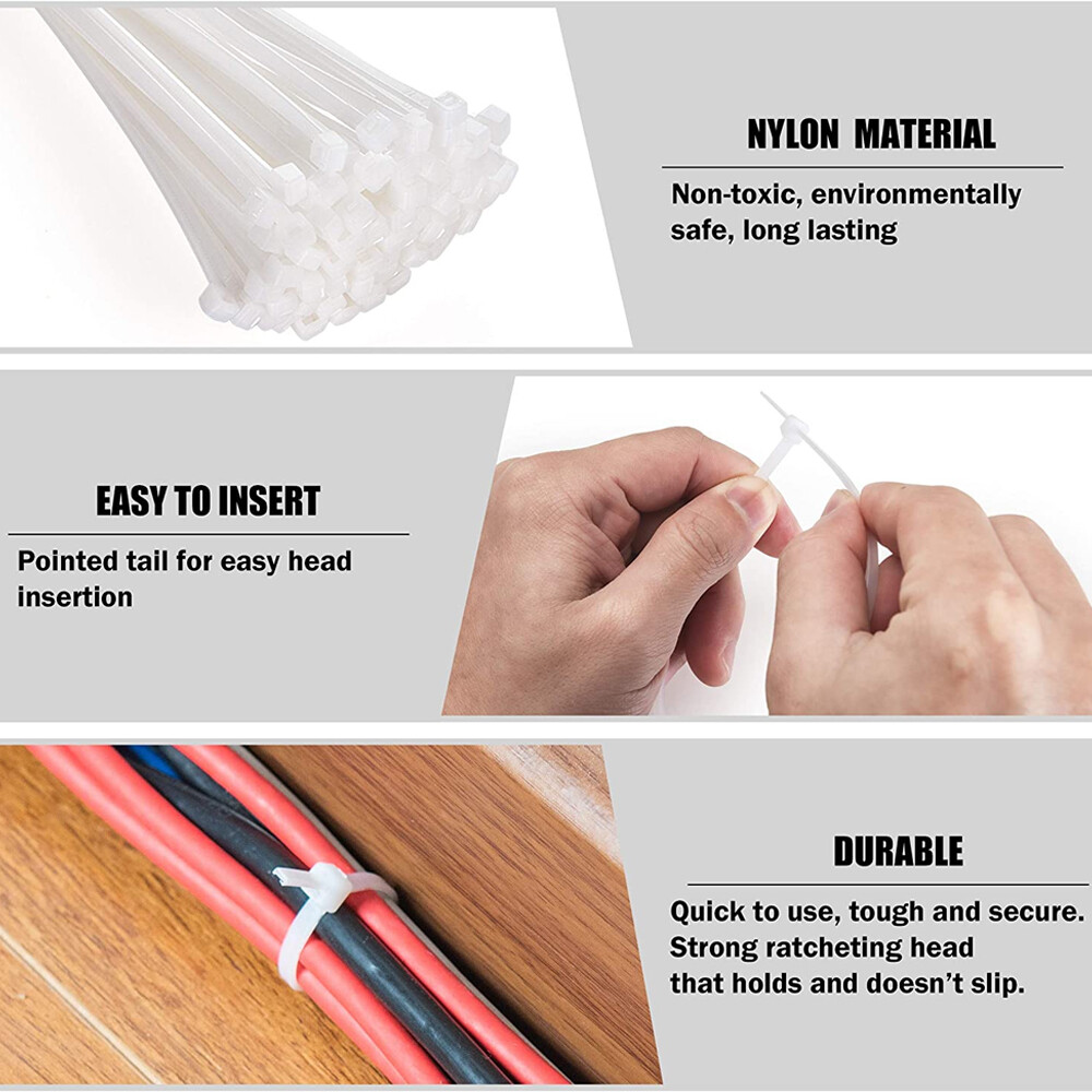 100 Cable Ties 14″ 50lbs Heavy Duty Nylon Wrap Wire Zip Ties UV Resistant Lot US