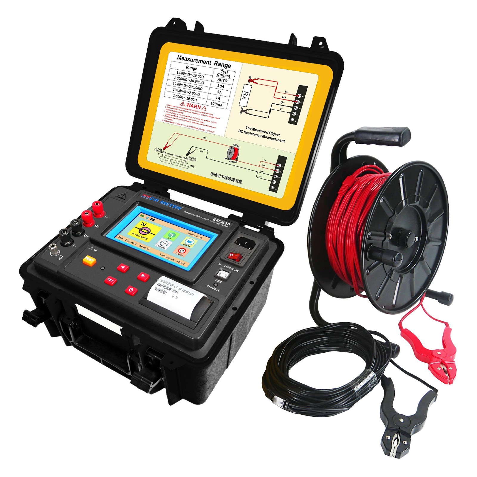 EM3650 Grounding Down Lead Continuity Tester 200.0uΩ ~ 50.00kΩ New ✦KD