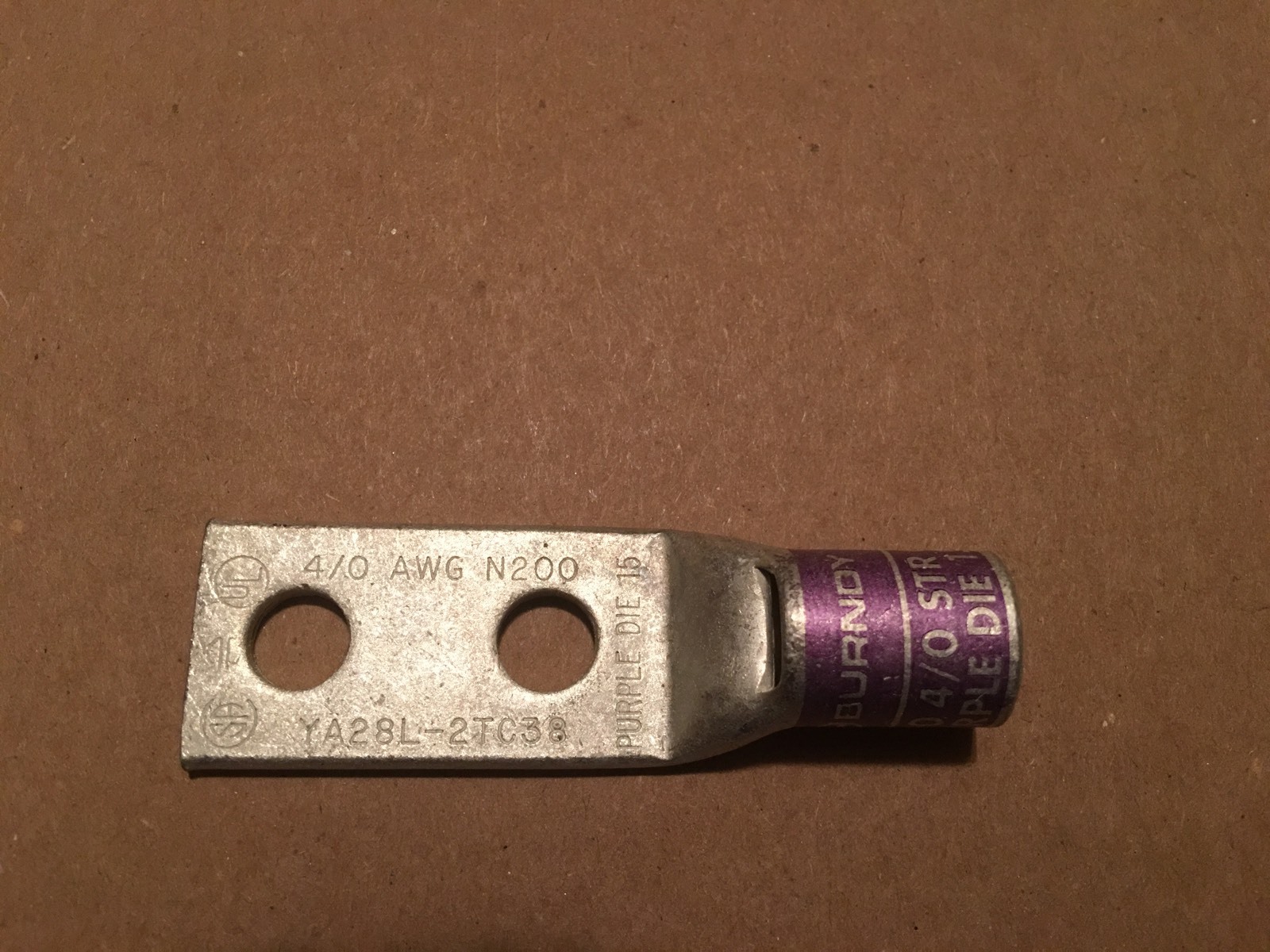 1PC. BURNDY YA28L-2TC38 N200 4/0 STR CU PURPLE DIE 15