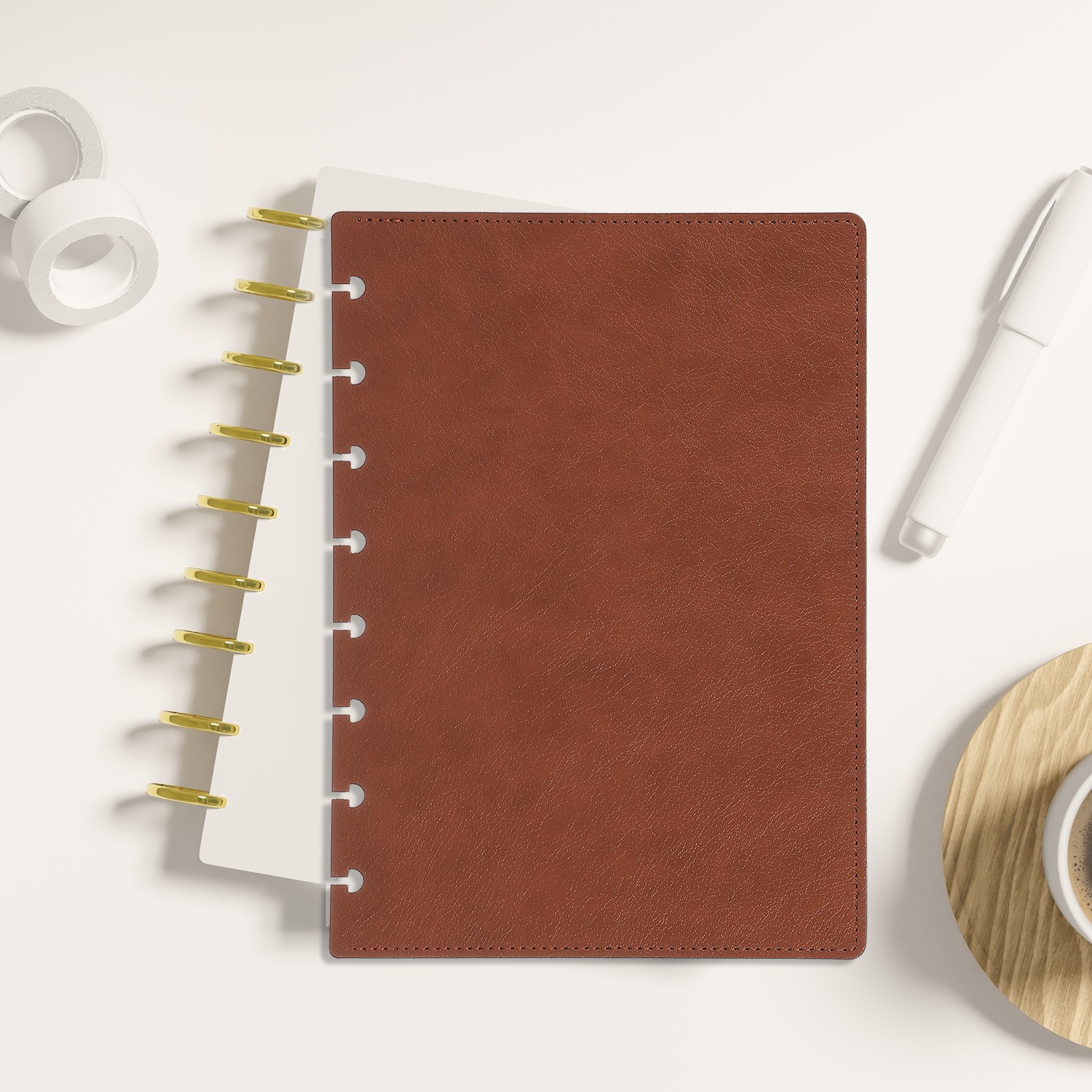 1 Set Discbound Notebook Cover, A5 Cover, Dark Brown