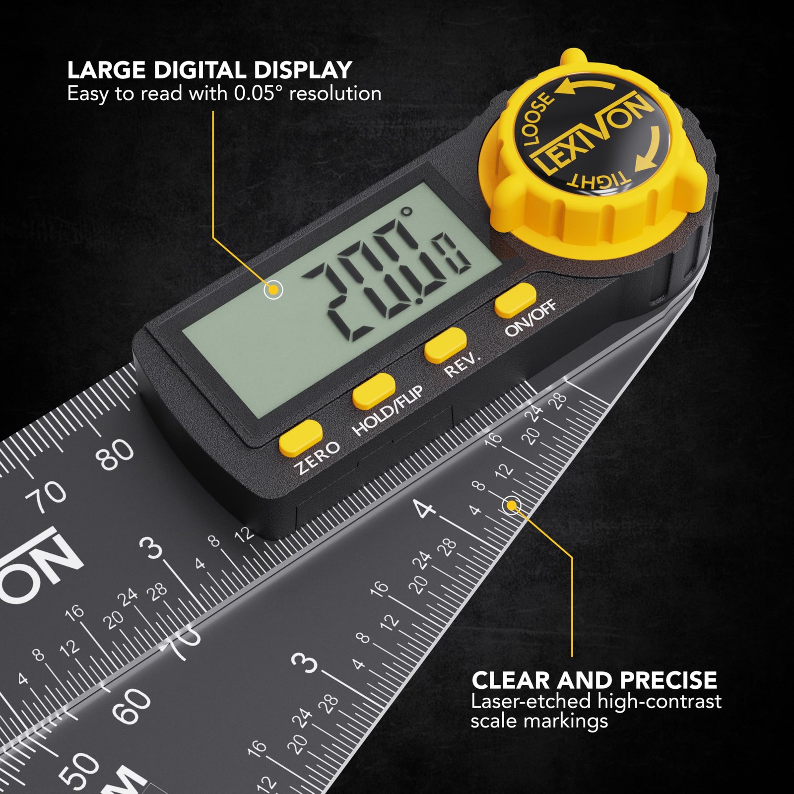 Aluminum Digital Angle Finder Gauge, 5-inch/130mm Multi-Purpose Protractor, I…