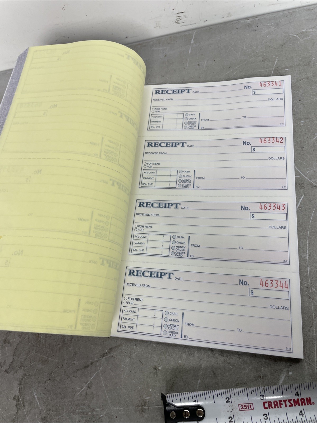Adams Money Rent Receipt Pad 2-Part Carbonless 200 Sets DC1182 7 5/8 x 10 7/8 in