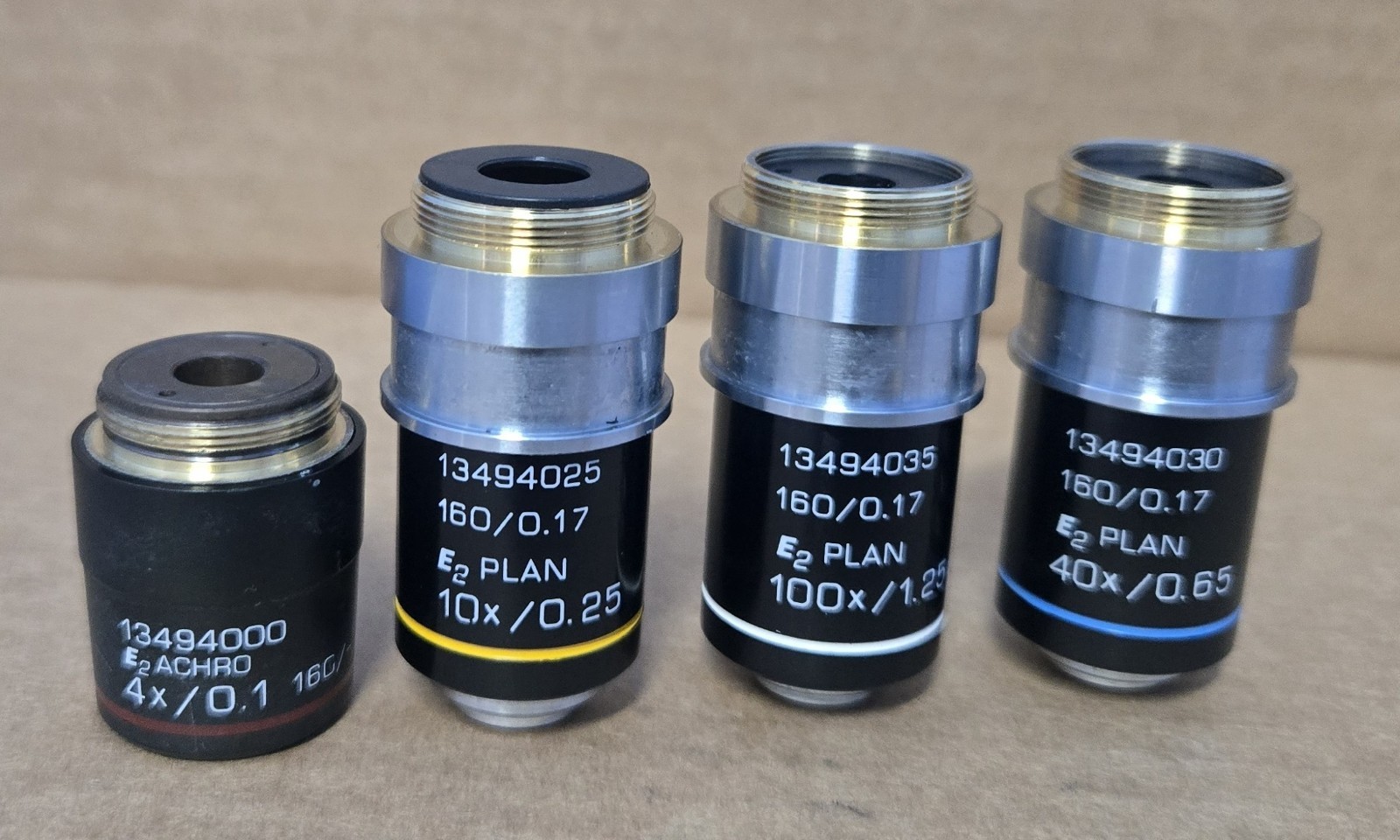 LEICA M/CME MICROSCOPE OBJECTIVES 13494000,4025,4030,4035 4X/ 10X/ 40X/100X/