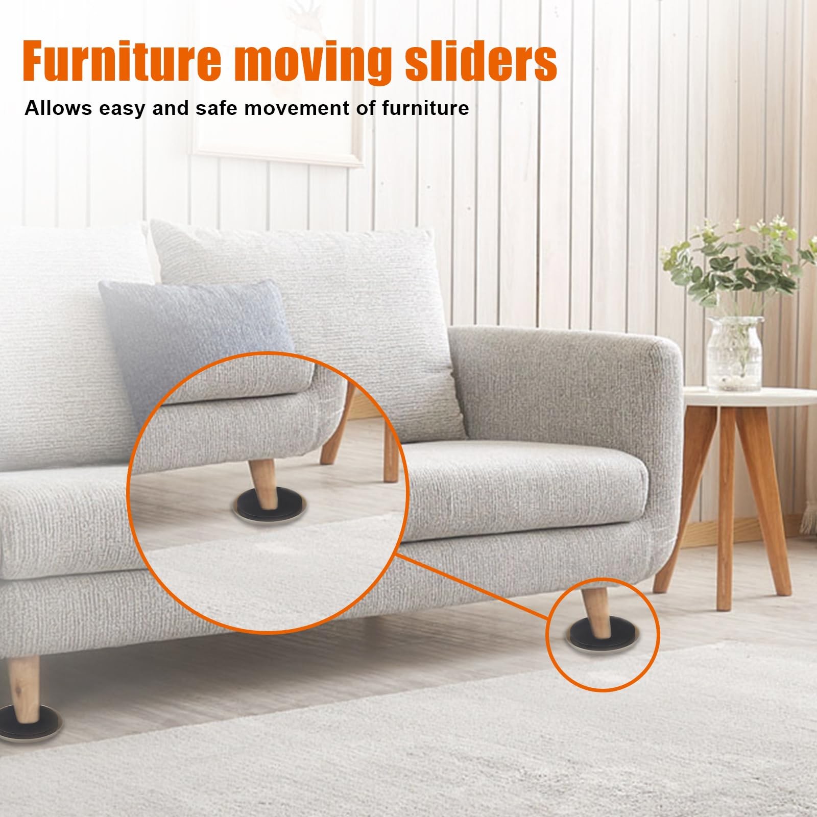 10PCS Furniture Sliders, 3 1/2″ Furniture Sliders for Hardwood Floors, Reusable
