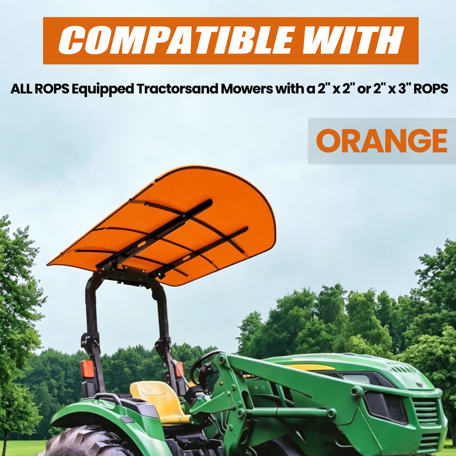 Tractor Canopy For Tractors Mowers ROPS Replace for Tuff Top 52″x52″ Orange