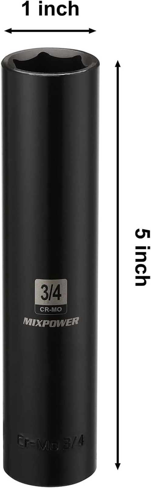 1/2″ Dr. X 3/4-Inch Extra Long Deep, 6 Point Impact Socket, Cr-Mo Alloy Steel