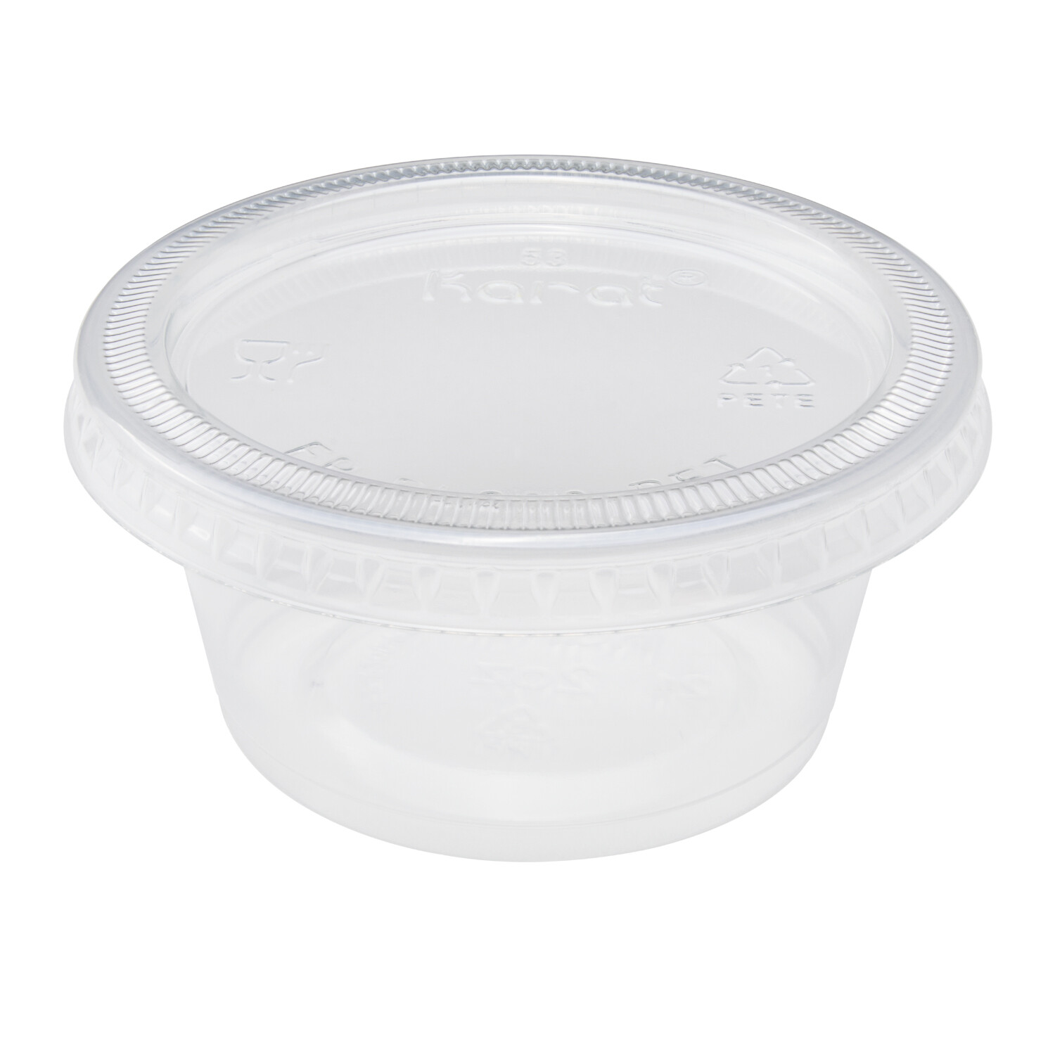 Karat 1oz Squat-2oz PET Plastic Portion Cup Lids – 2,500 ct, FP-PL200-PET