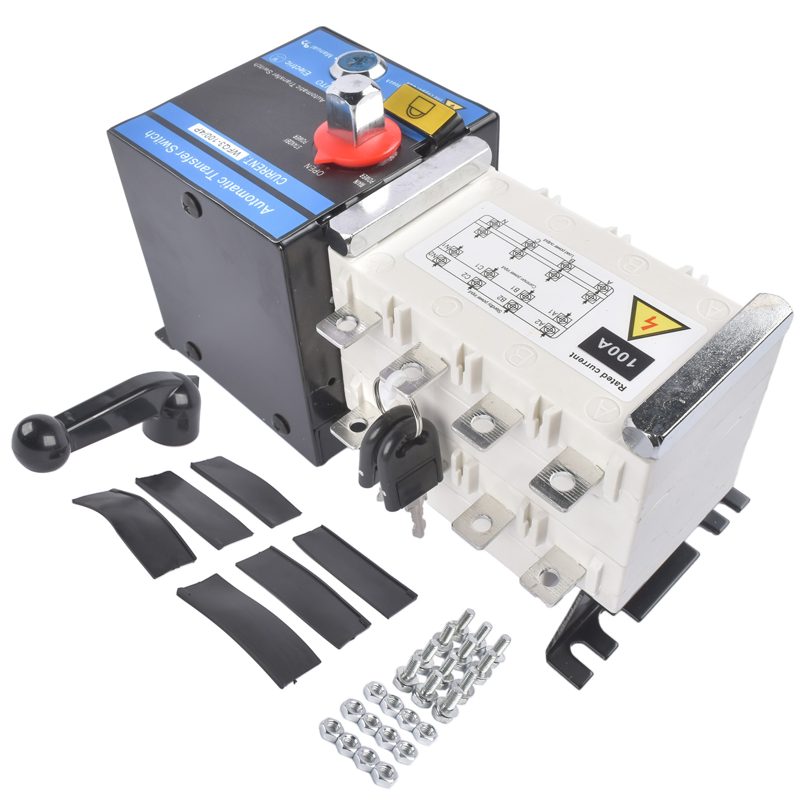 Industrial Automatic Transfer Switch 4P 100A 110V / 220V Auto or Manual Mode