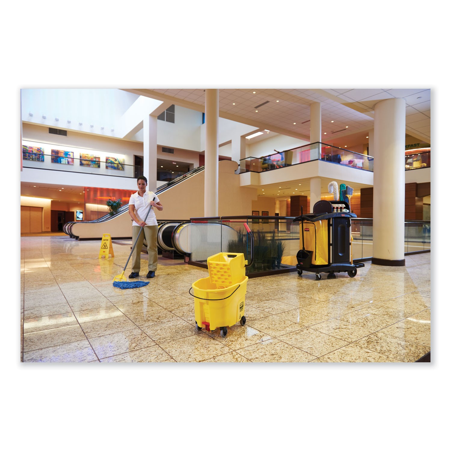 Rubbermaid? Commercial Vinyl Cleaning Cart Bag, 34 gal, Yellow, 17 1/2w x 10 1/2