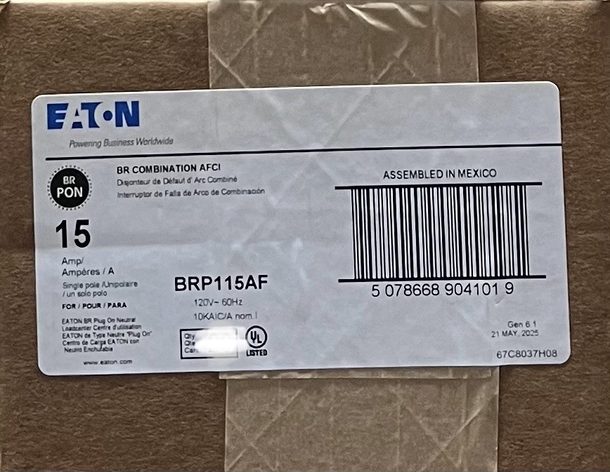 Eaton BRP115AF BR AFCI 15 Amp Circuit Breaker