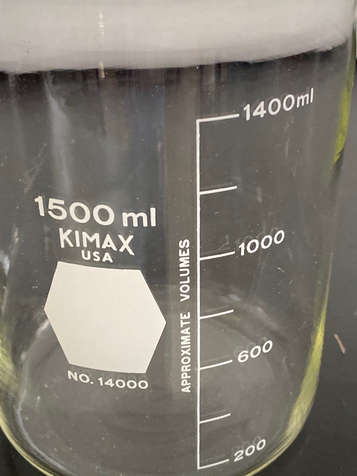 New (4/Pk) KIMAX Glass 1500mL Single Scale Graduated Griffin Beakers 14000-1500