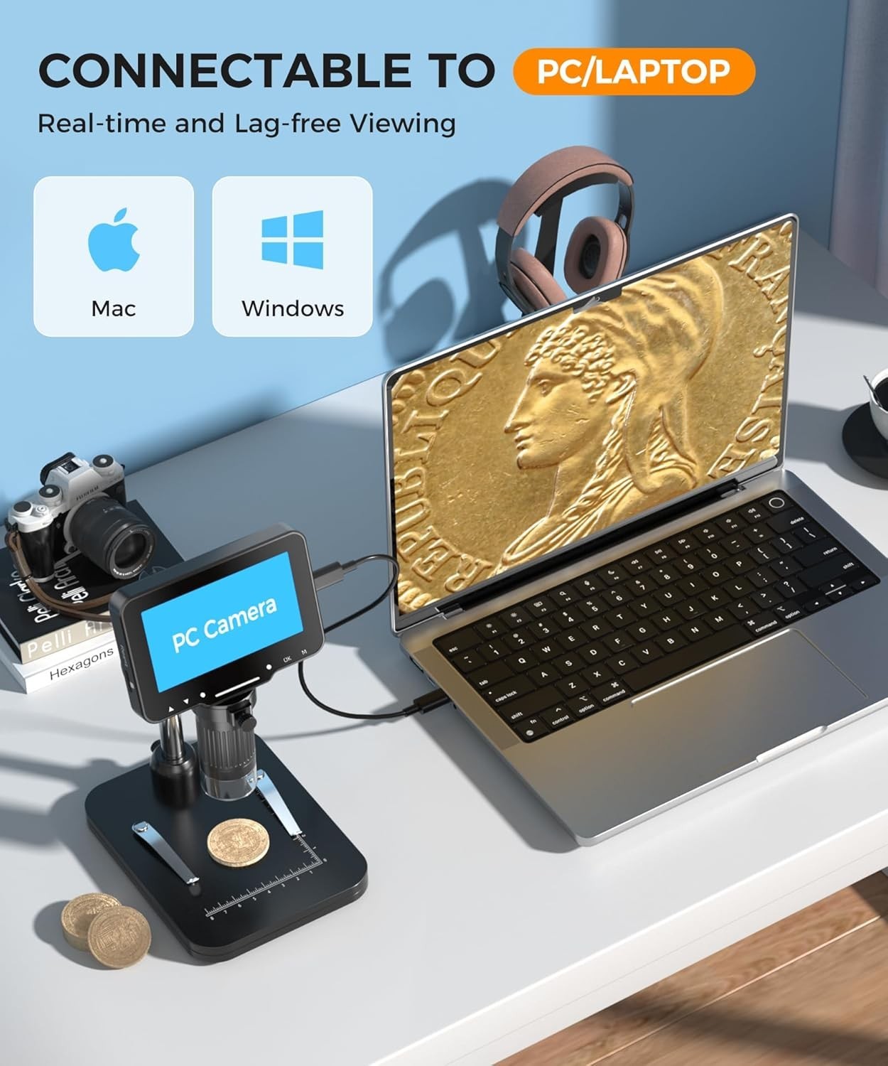 LCD Digital Microscope,4.3 Inch 1080P 10 Megapixels,10MP Camera Video Recorde…