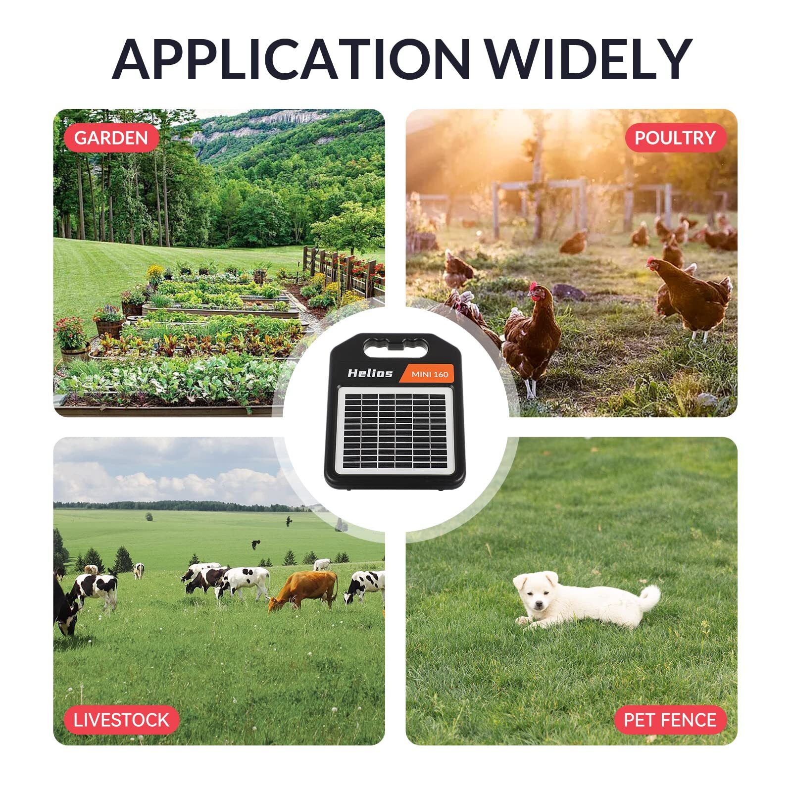 10-Mile Solar Electric Fence Charger 0.11 Joule Day/Night Mode for Livestock