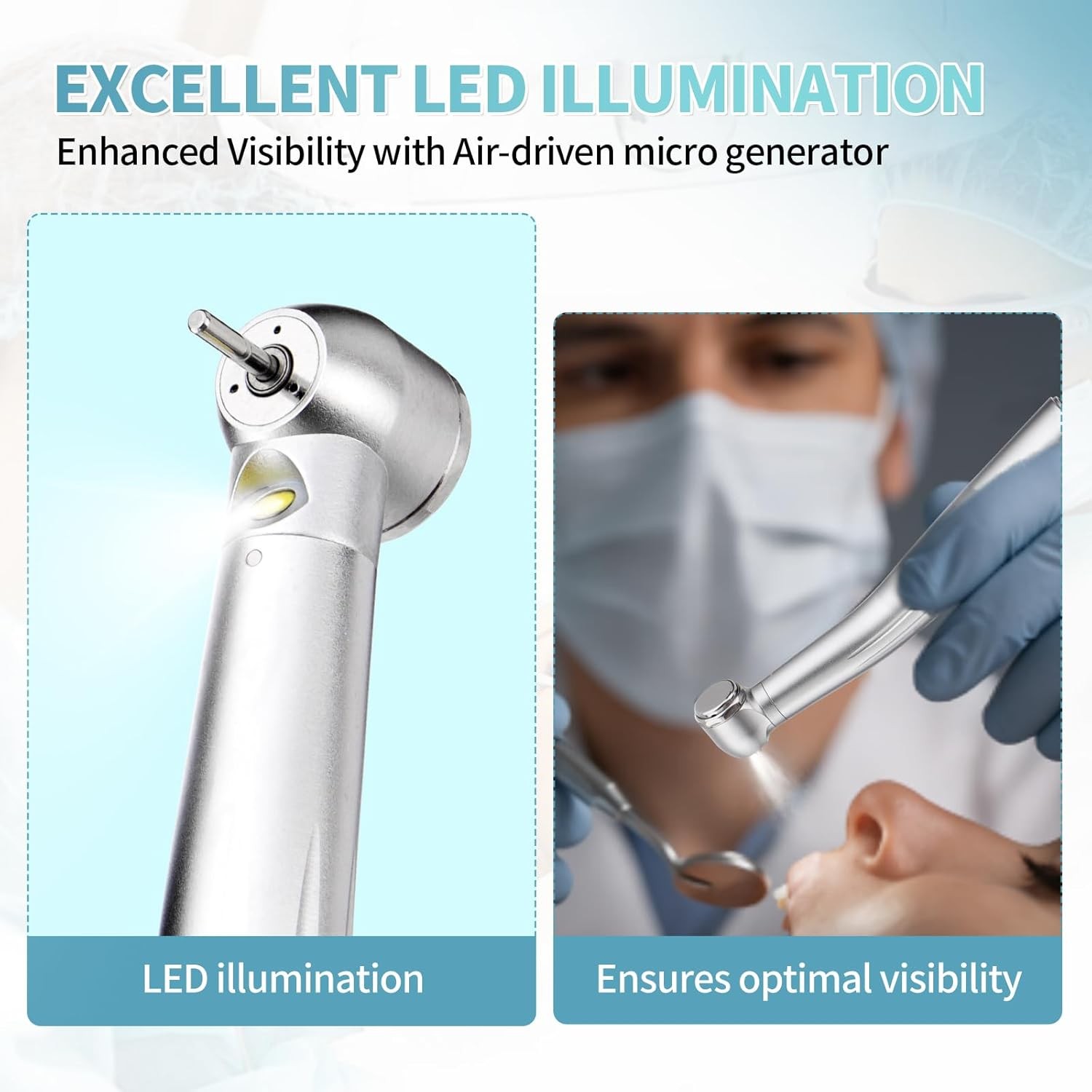 Sibodent E-generator Dental LED Fiber Optic High Speed Handpiece 4 Holes YBM
