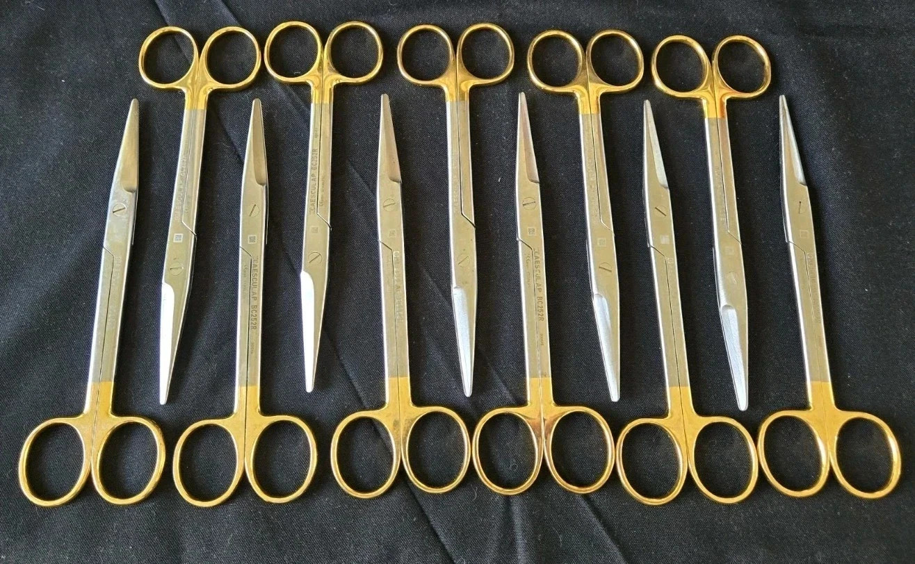 Lot of 11 Aesculap BC252R TC Mayo Dissecting Scissors 6-3/4″ Beveled Blade Surgi