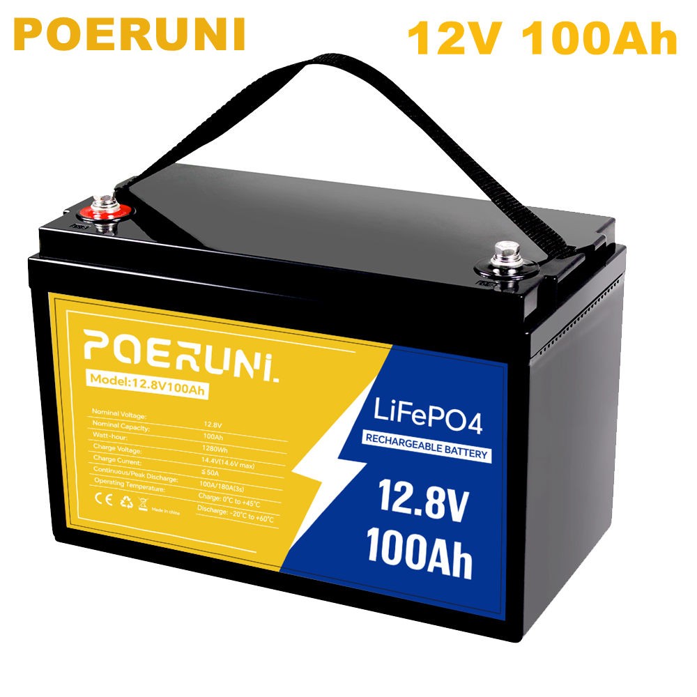 100Ah 12V LiFePO4 Lithium Battery 100Ah 1280Wh BMS 8000+ Cycles For Solar Marine