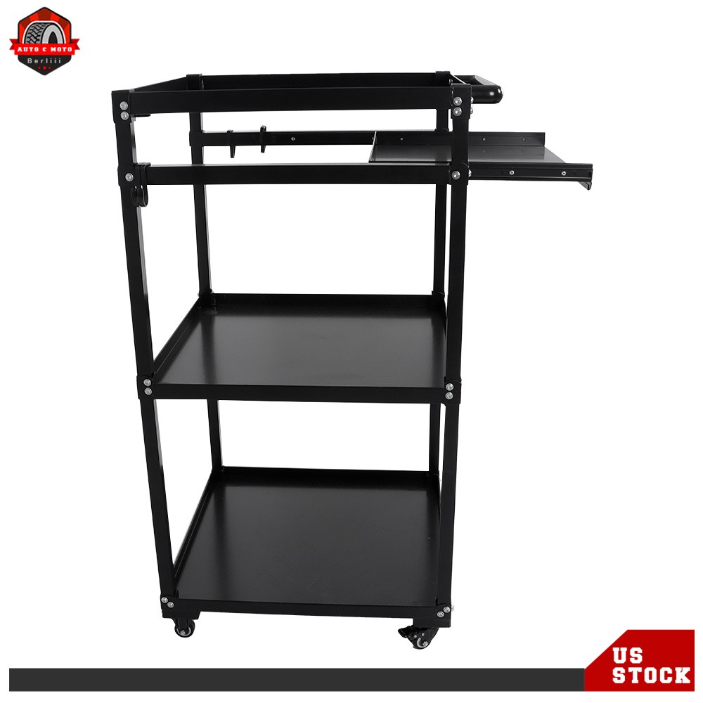 3-layers Av Cart Rolling Projector Cart Shelf Laptop Printer Storage Cabinet