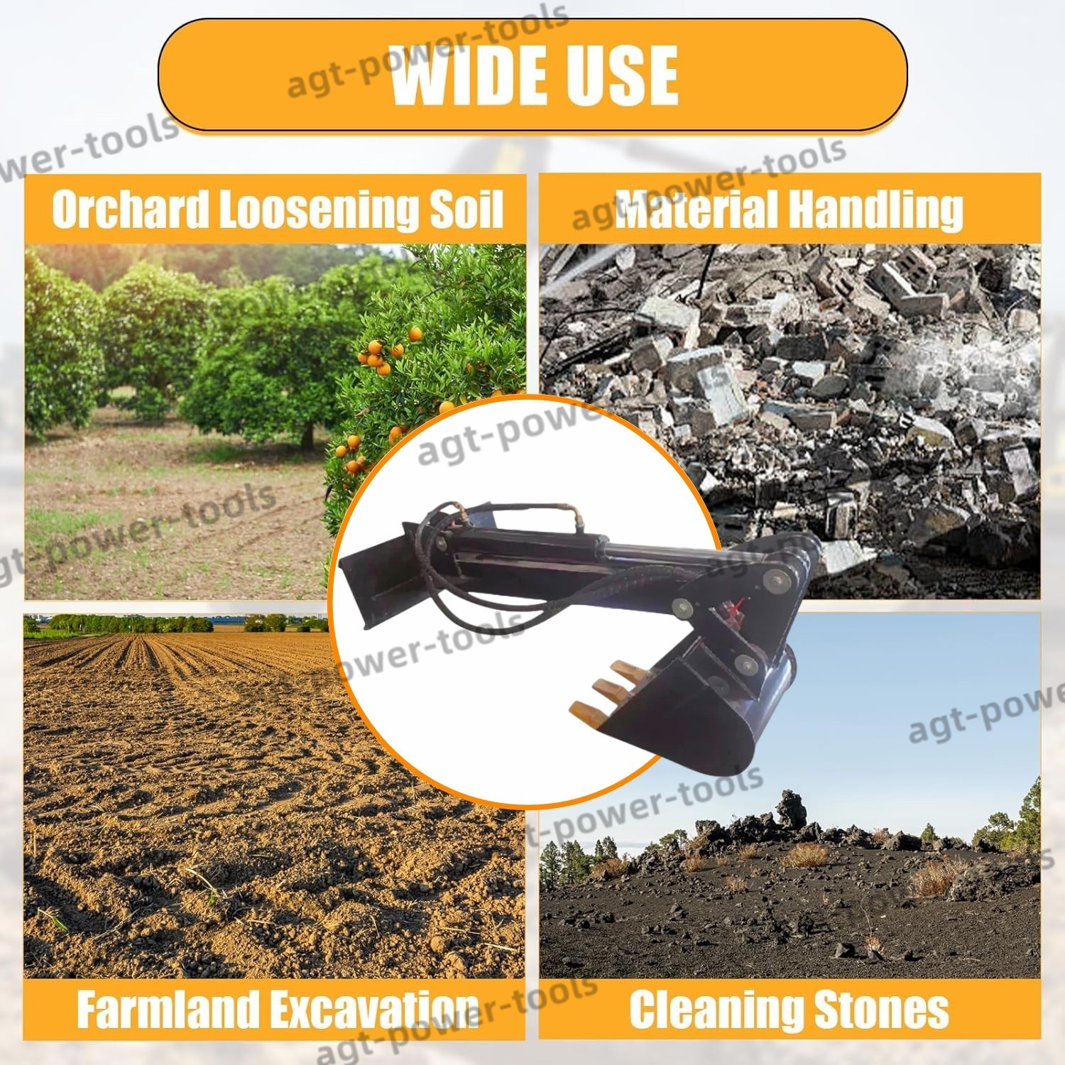 Agrotk Skid Steer Backhoe Bucket Attachment 12in Single Arm Digger Bucket 0.03m³