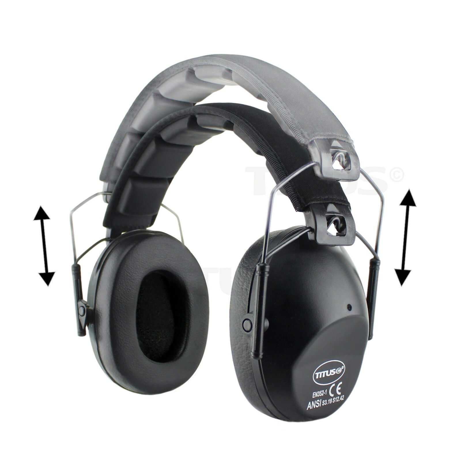 TITUS PREMIUM 37 NRR EARMUFFS HEARING PROTECTION NOISE REDUCTION w/ CASE USA