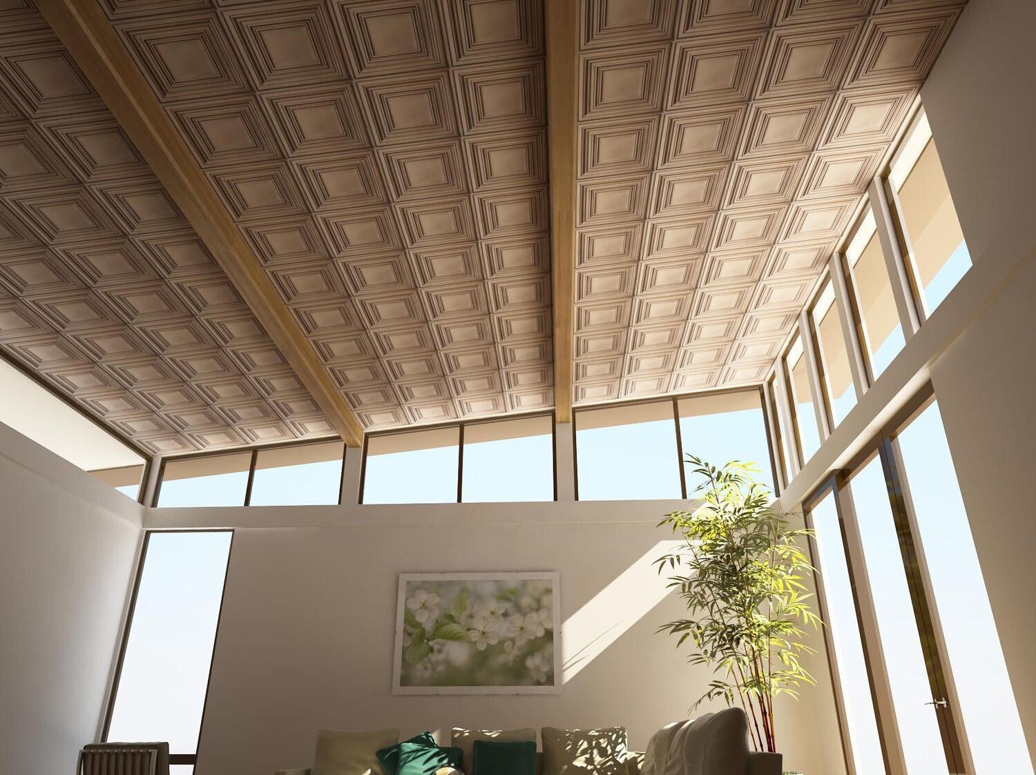 Artistic 3D Ceiling Tile Embossed Interior Wall Panel PL62 golden 10pcs/lot