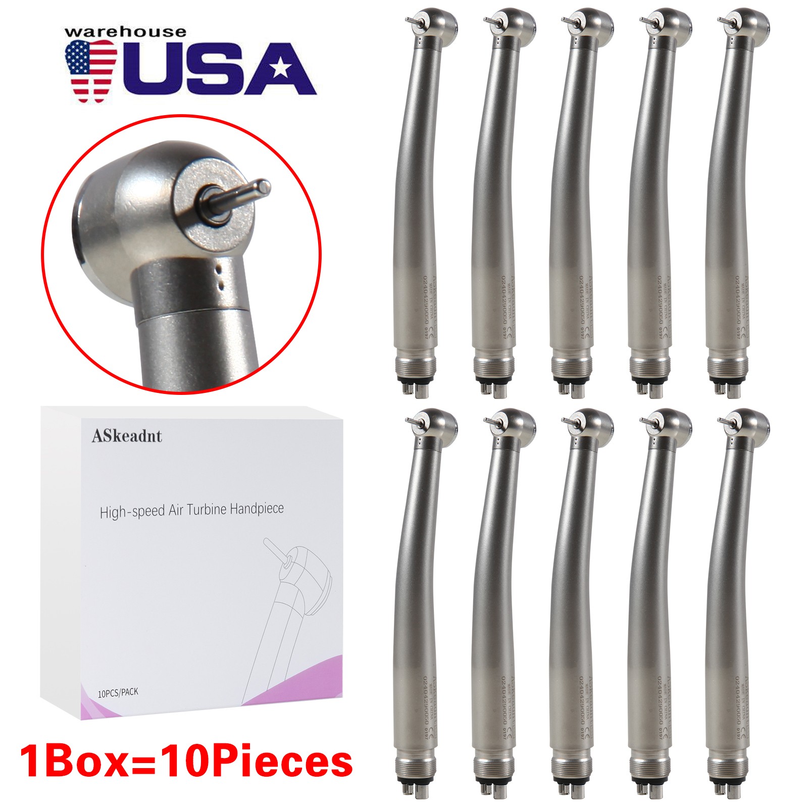 10Pack High Dental Speed Handpiece Push Button 4 Hole ADA4 NEW