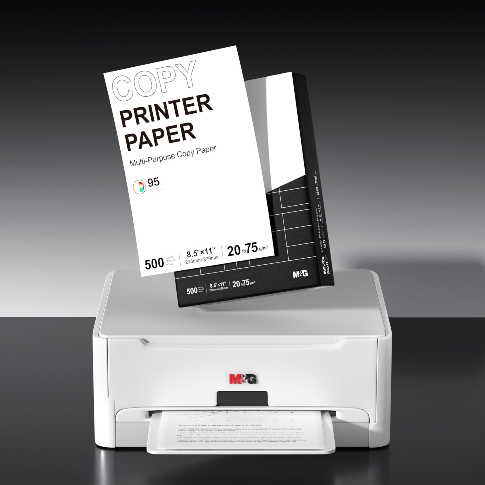 Multipurpose Copy Printer Paper, 8.5 x 11, 20lb, 1 Ream (500 Sheets), 95 Brig…