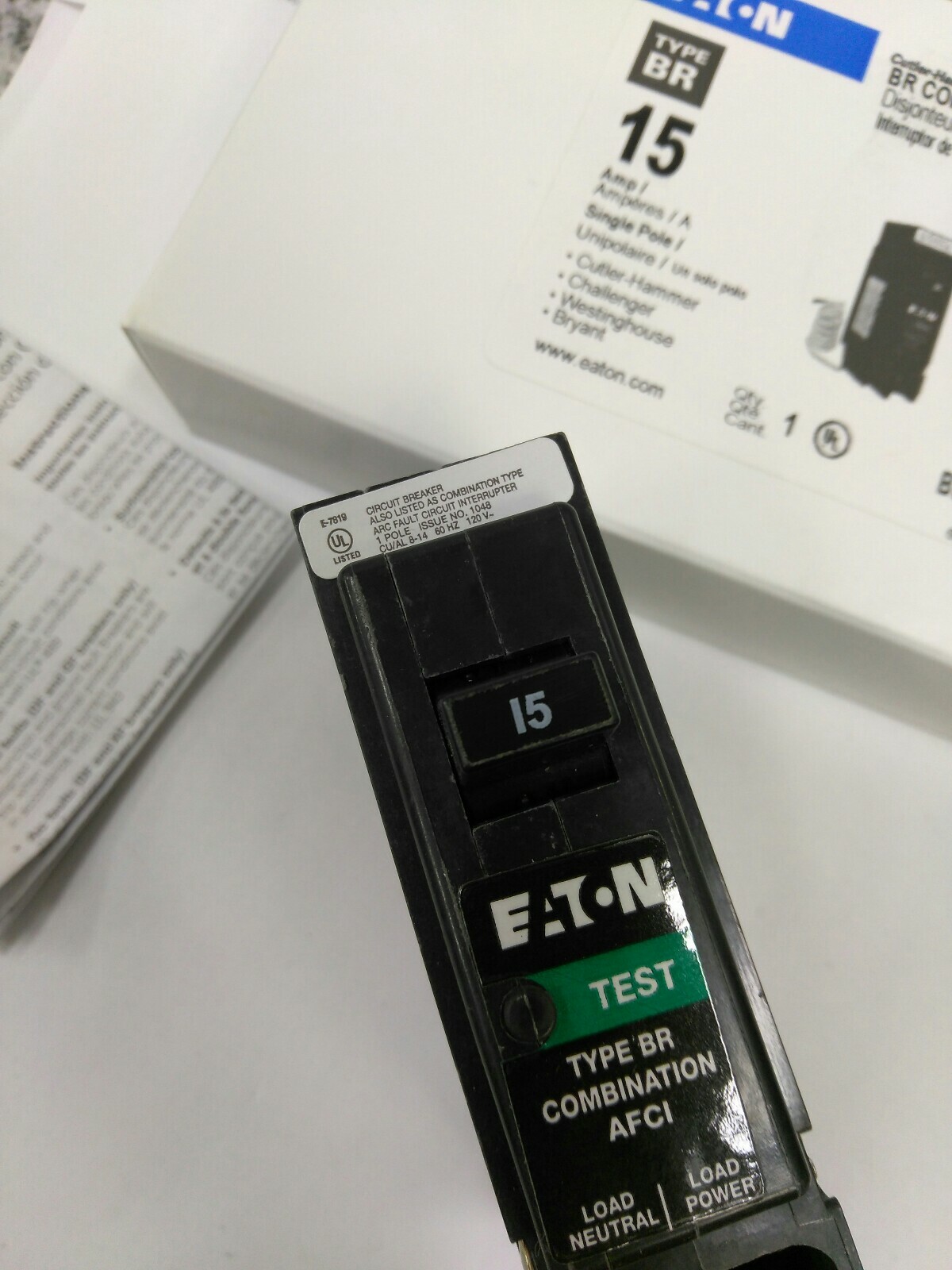 Eaton Cutler-Hammer BRN115AF 15A 120VA , 1P, BR COMBINATION AFCI Breaker(26E2