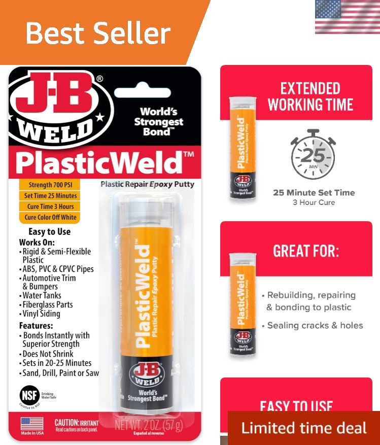 2 Oz PlasticWeld High Strength Epoxy Putty for Automotive & Marine Repairs