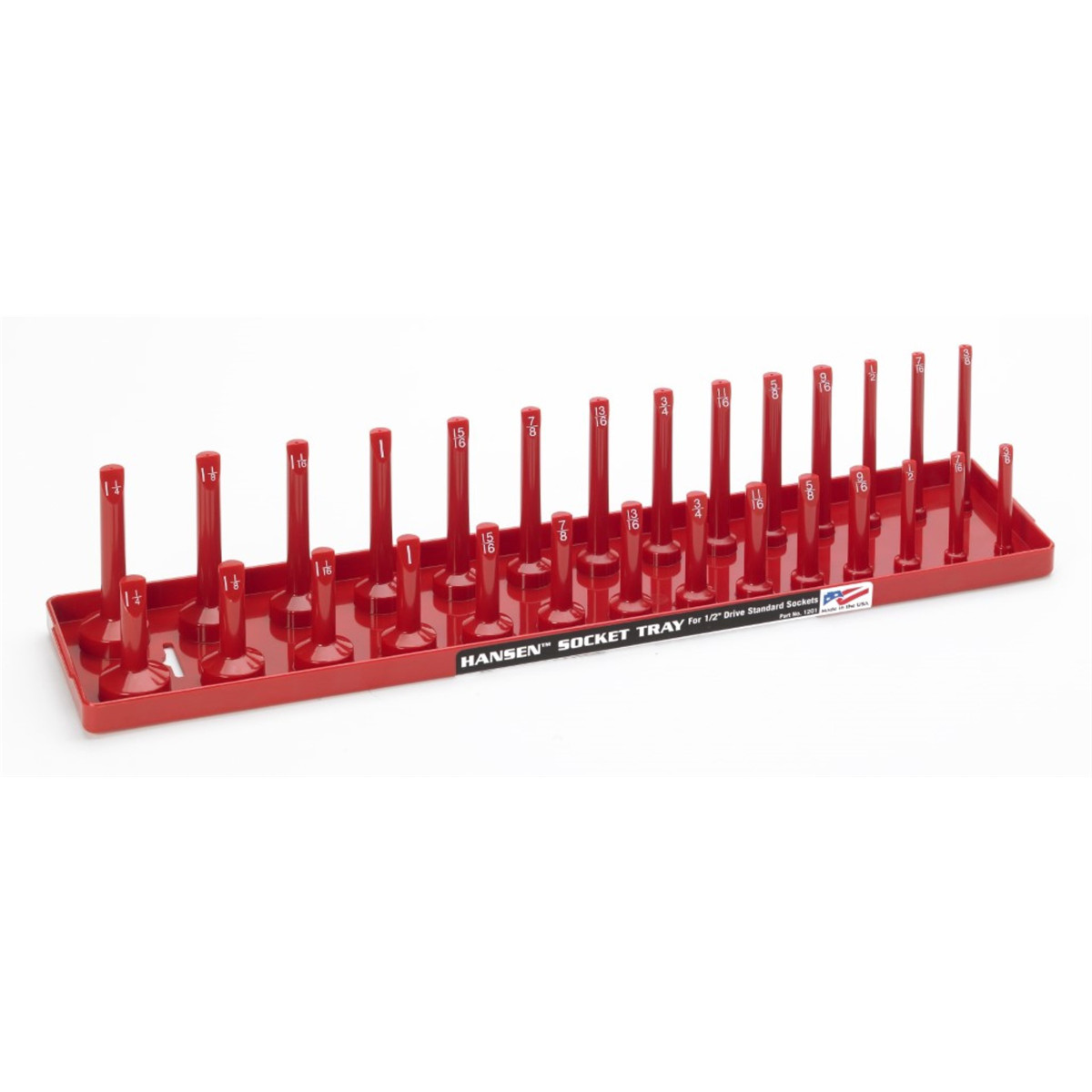 Hansen Global 1/2 Inch Standard 2 Row Regular/Deep Socket Holder Tray – Red 120