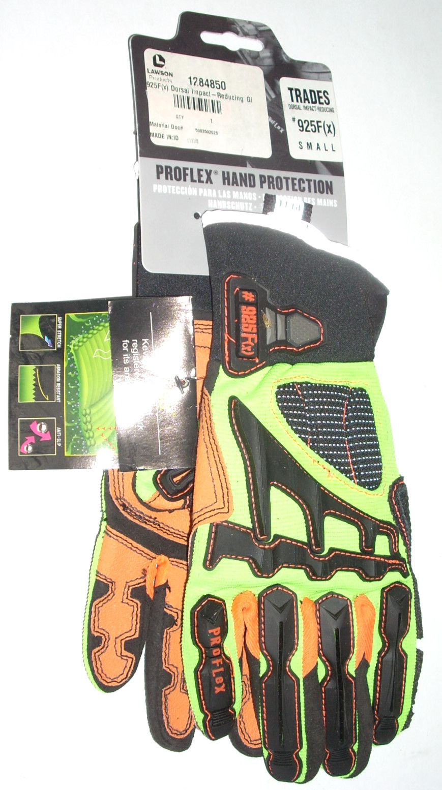 Proflex 925Fx Safety Work Gloves Back Hand Impact Reducing Black Lime Small