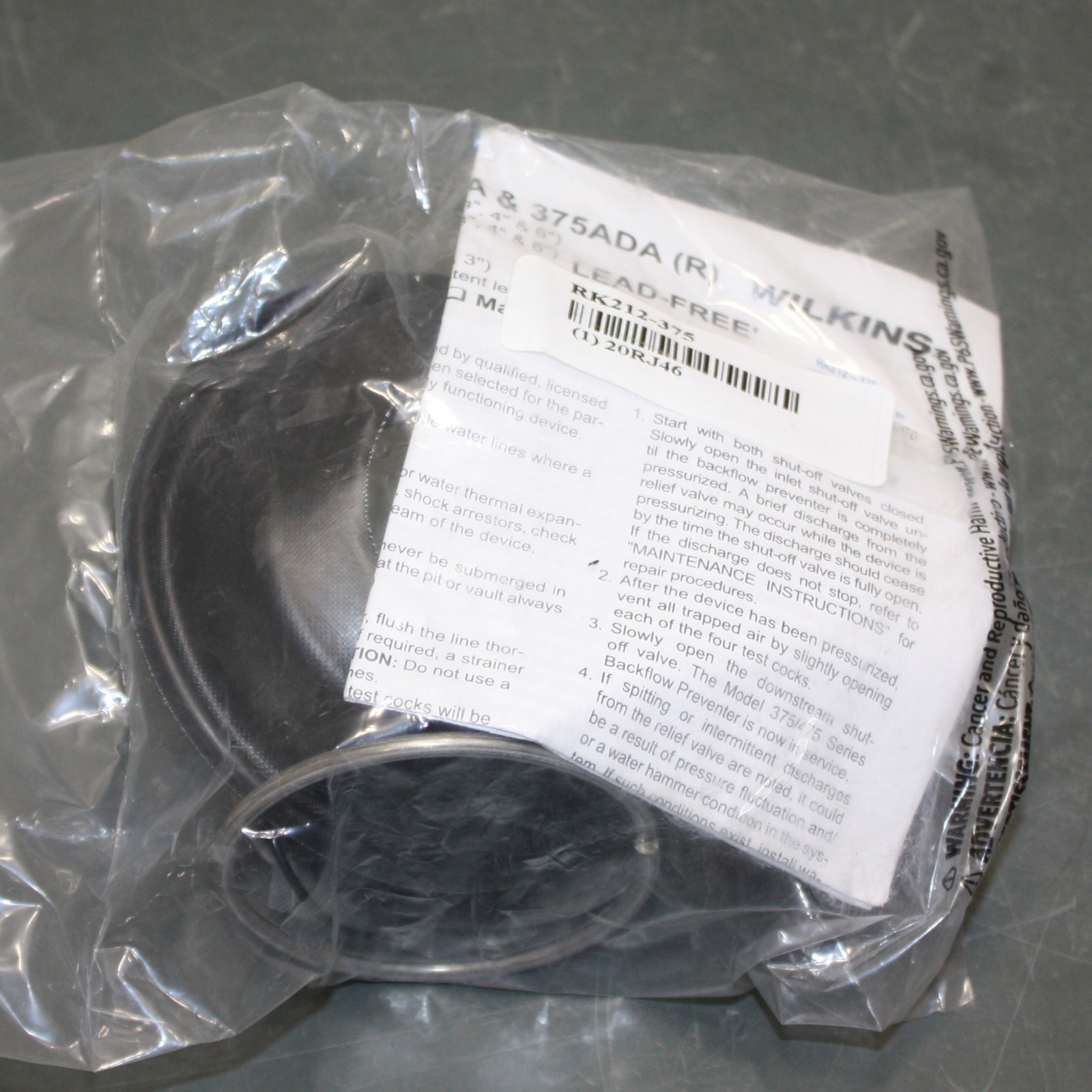 Wilkins Relief Valve Repair Kit RK212-375, Diaphragm/O-Rings/Seal Ring/Spring