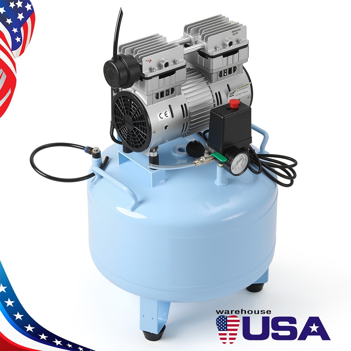 FDA CE Portable Dental Mobile Silent Oil-Free Air Compressor 24L/40L Air Tank