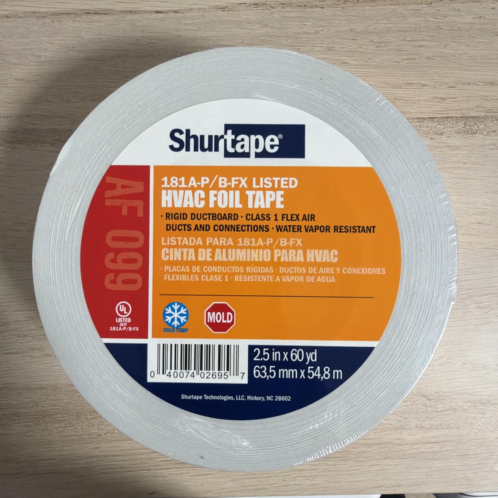 Shurtape HVAC Foil Tape AF-099 (2.5 in x 60 Yd) 181A-P/B-FX