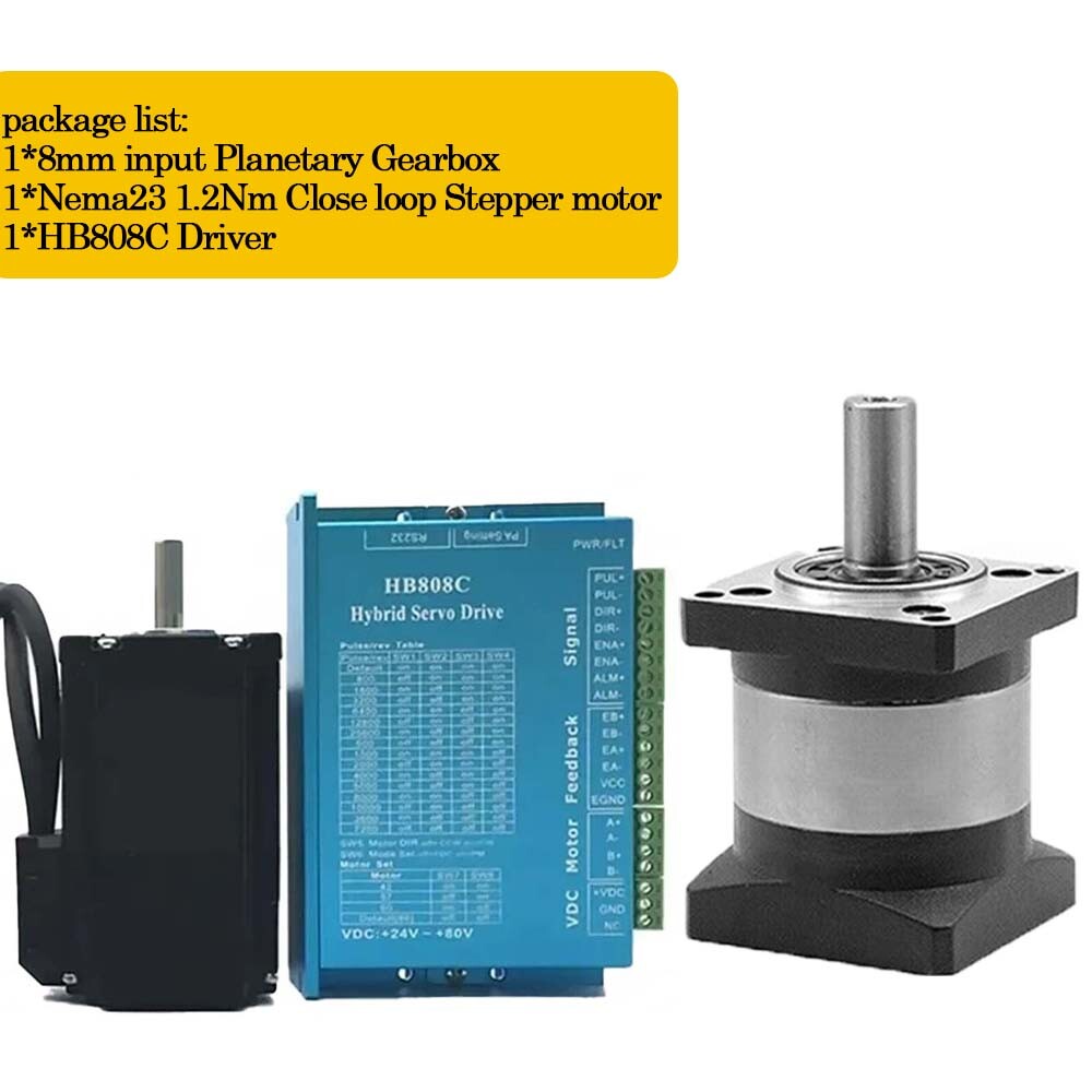 Nema23 Planetary Gearbox Reducer 8mm input 57 Motor kit speed Ratio 4:1-100:1