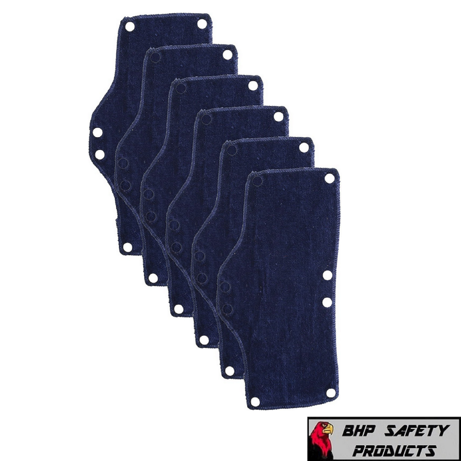 (6 PACK) TERRY CLOTH SNAP ON NAVY HARD HAT SWEAT BAND COTTON LINER CONTRUCTION