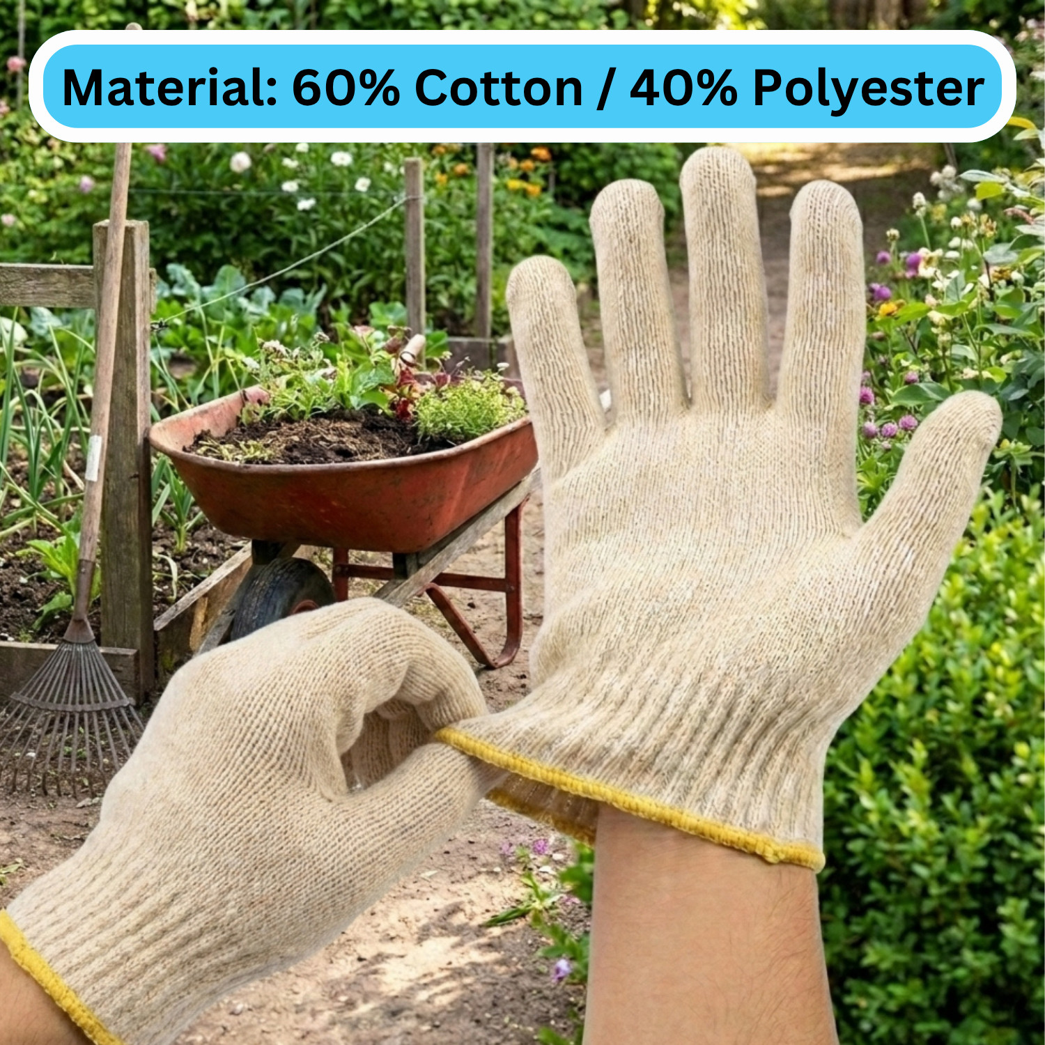 Cotton Gloves, String Knit Safety Protection Work Gloves, Size: Men/Women